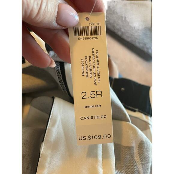 Chico’s NEW 2.5R Straight Leg Pants Abstract Multicolor Linen Blend Womens 14R - Picture 8 of 9